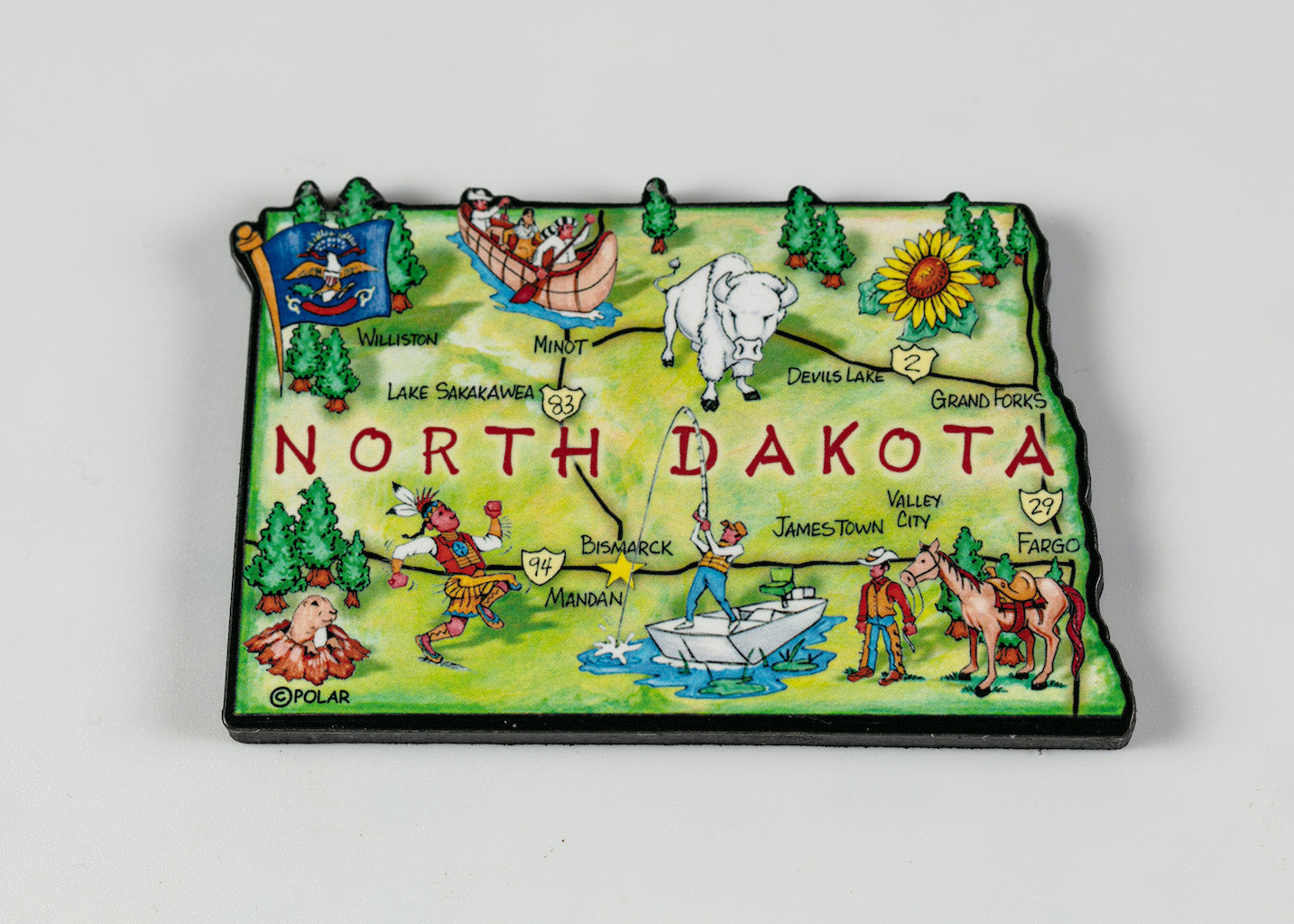 NORTH DAKOTA ART MAP MAGNET 2.0”X3.5”
