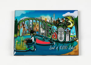 MINNESOTA 2-D LAND OF 10,000 LAKES COLLAGE MAGNET 2.5”X 3.5”