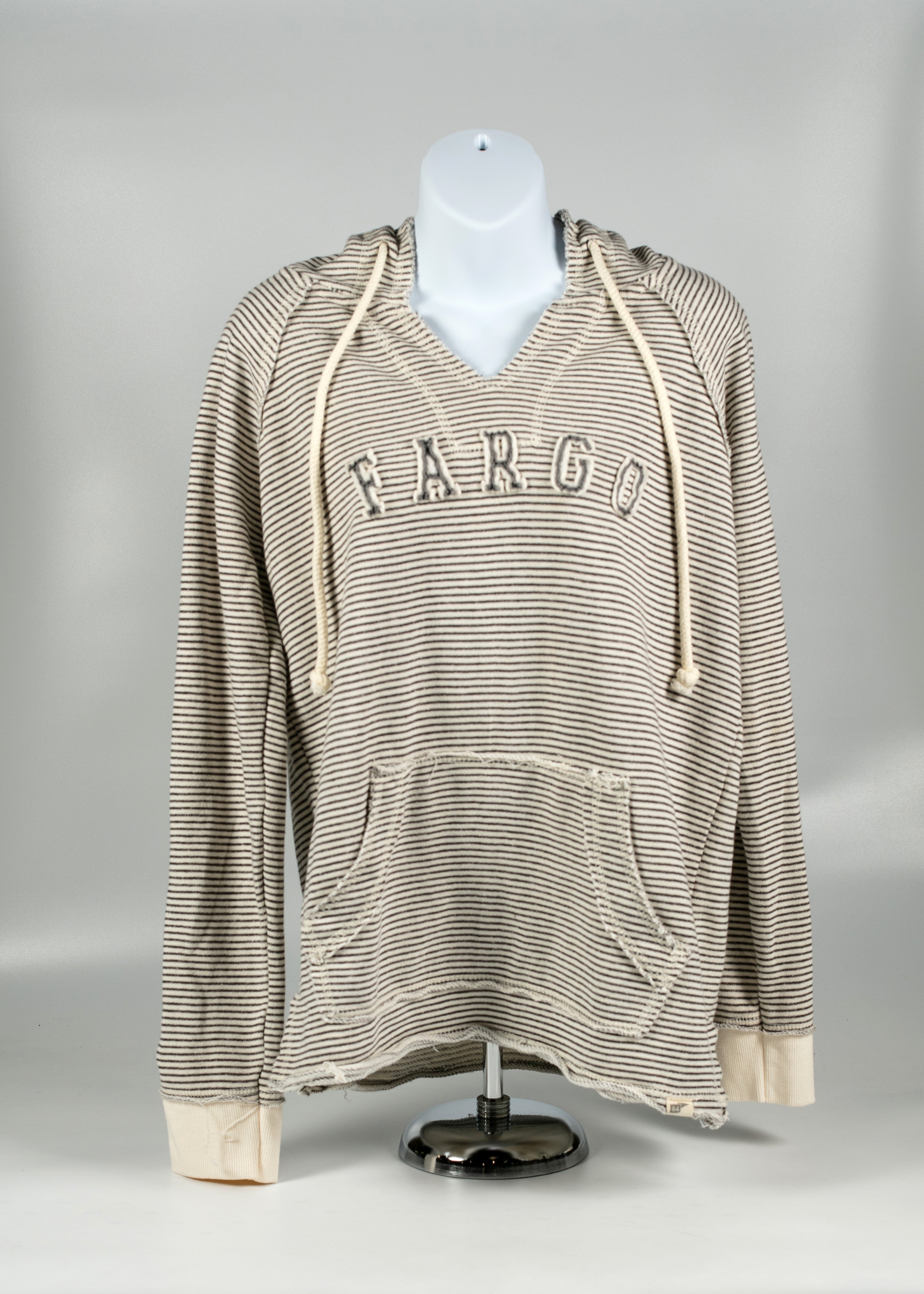 FARGO WOMEN'S FLOCKED LETTER ADULT FRENCH TERRY HOODIE BONE/OATMEAL COLOR 60/40 COTTON POLY BLEND